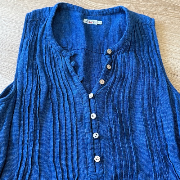 Faherty Isha Sleeveless Linen Dress Indigo - Picture 4 of 10